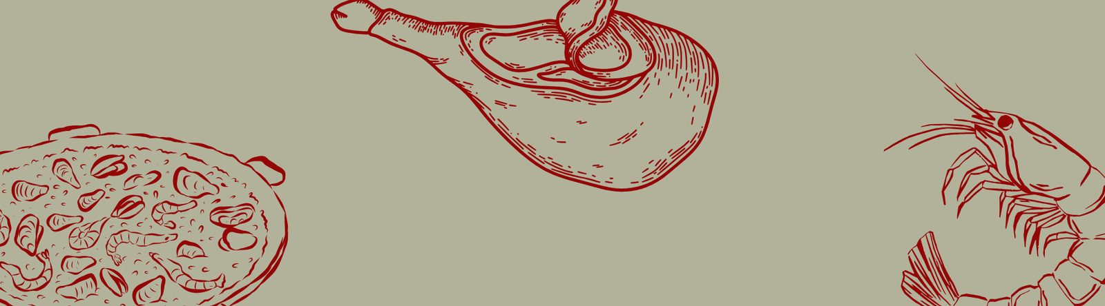 Motive gastronomice mediteraneene, ilustrație line-art